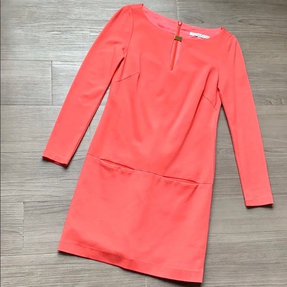 Trina Turk Salmon Peach Leatrice Long Sleeve Mini Dress - Picture 2 of 8